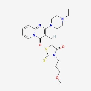 molecular formula C22H27N5O3S2 B12151472 2-(4-ethylpiperazin-1-yl)-3-{(Z)-[3-(3-methoxypropyl)-4-oxo-2-thioxo-1,3-thiazolidin-5-ylidene]methyl}-4H-pyrido[1,2-a]pyrimidin-4-one 