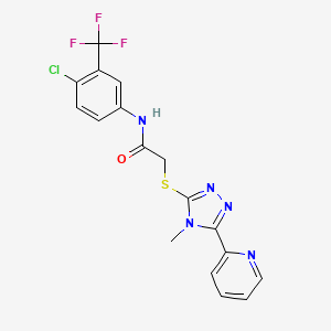 molecular formula C17H13ClF3N5OS B12151516 N-[4-chloro-3-(trifluoromethyl)phenyl]-2-{[4-methyl-5-(pyridin-2-yl)-4H-1,2,4-triazol-3-yl]sulfanyl}acetamide 