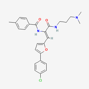 molecular formula C26H28ClN3O3 B12151537 N-[(Z)-1-[5-(4-chlorophenyl)furan-2-yl]-3-[3-(dimethylamino)propylamino]-3-oxoprop-1-en-2-yl]-4-methylbenzamide 