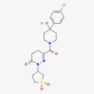 molecular formula C20H24ClN3O5S B12151571 6-{[4-(4-chlorophenyl)-4-hydroxypiperidin-1-yl]carbonyl}-2-(1,1-dioxidotetrahydrothiophen-3-yl)-4,5-dihydropyridazin-3(2H)-one 