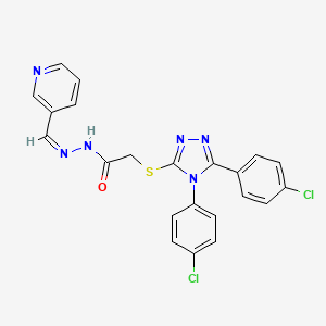 2-{[4,5-bis(4-chlorophenyl)-4H-1,2,4-triazol-3-yl]sulfanyl}-N'-[(Z)-pyridin-3-ylmethylidene]acetohydrazide