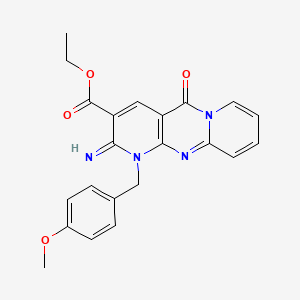 Ethyl 6-imino-7-[(4-methoxyphenyl)methyl]-2-oxo-1,7,9-triazatricyclo[8.4.0.0^{3,8}]tetradeca-3(8),4,9,11,13-pentaene-5-carboxylate