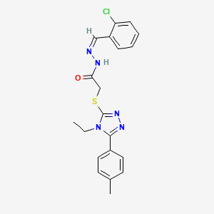 N-[(E)-(2-chlorophenyl)methylideneamino]-2-[[4-ethyl-5-(4-methylphenyl)-1,2,4-triazol-3-yl]sulfanyl]acetamide