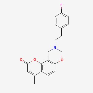 molecular formula C20H18FNO3 B12151635 9-(4-fluorophenethyl)-4-methyl-9,10-dihydro-2H,8H-chromeno[8,7-e][1,3]oxazin-2-one 