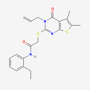 molecular formula C21H23N3O2S2 B12151662 2-(5,6-dimethyl-4-oxo-3-prop-2-enyl(3-hydrothiopheno[2,3-d]pyrimidin-2-ylthio))-N-(2-ethylphenyl)acetamide 