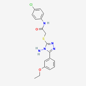 molecular formula C18H18ClN5O2S B12151668 2-[4-amino-5-(3-ethoxyphenyl)(1,2,4-triazol-3-ylthio)]-N-(4-chlorophenyl)aceta mide 