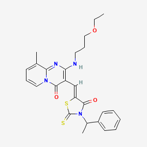 2-[(3-ethoxypropyl)amino]-9-methyl-3-{(Z)-[4-oxo-3-(1-phenylethyl)-2-thioxo-1,3-thiazolidin-5-ylidene]methyl}-4H-pyrido[1,2-a]pyrimidin-4-one