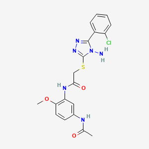 molecular formula C19H19ClN6O3S B12151756 N-[5-(acetylamino)-2-methoxyphenyl]-2-{[4-amino-5-(2-chlorophenyl)-4H-1,2,4-triazol-3-yl]sulfanyl}acetamide 