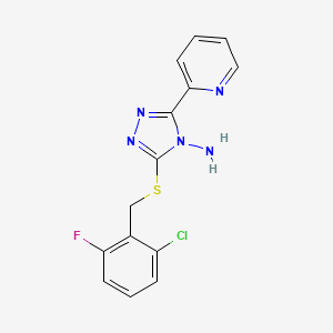 molecular formula C14H11ClFN5S B12151815 3-[(2-chloro-6-fluorobenzyl)sulfanyl]-5-(pyridin-2-yl)-4H-1,2,4-triazol-4-amine 