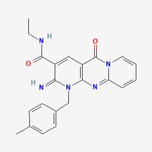 N-ethyl-6-imino-7-[(4-methylphenyl)methyl]-2-oxo-1,7,9-triazatricyclo[8.4.0.0^{3,8}]tetradeca-3(8),4,9,11,13-pentaene-5-carboxamide