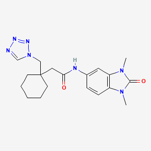 molecular formula C19H25N7O2 B12151837 Cyclohexaneacetamide, N-(2,3-dihydro-1,3-dimethyl-2-oxo-1H-benzimidazol-5-yl)-1-(1H-tetrazol-1-ylmethyl)- CAS No. 2108550-79-2