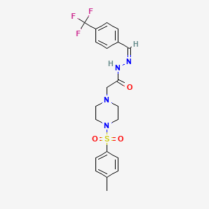 molecular formula C21H23F3N4O3S B12151843 2-[4-(4-methylphenyl)sulfonylpiperazin-1-yl]-N-[(E)-[4-(trifluoromethyl)phenyl]methylideneamino]acetamide 