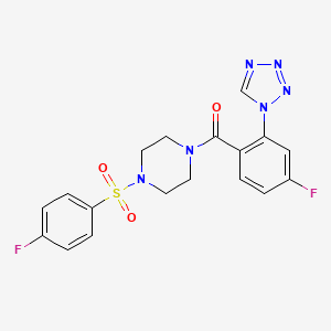 molecular formula C18H16F2N6O3S B12151845 {4-[(4-fluorophenyl)sulfonyl]piperazin-1-yl}[4-fluoro-2-(1H-tetrazol-1-yl)phenyl]methanone 