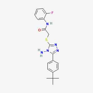 molecular formula C20H22FN5OS B12151853 2-{4-amino-5-[4-(tert-butyl)phenyl](1,2,4-triazol-3-ylthio)}-N-(2-fluorophenyl)acetamide 