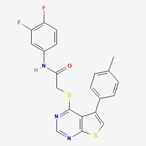 molecular formula C21H15F2N3OS2 B12151919 N-(3,4-difluorophenyl)-2-{[5-(4-methylphenyl)thieno[2,3-d]pyrimidin-4-yl]sulfanyl}acetamide 