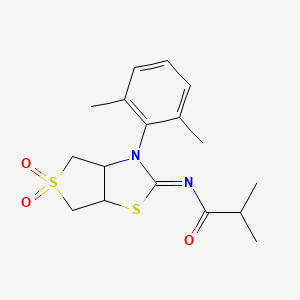 molecular formula C17H22N2O3S2 B12151924 N-[(2Z)-3-(2,6-dimethylphenyl)-5,5-dioxidotetrahydrothieno[3,4-d][1,3]thiazol-2(3H)-ylidene]-2-methylpropanamide 