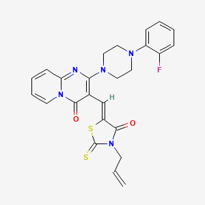 molecular formula C25H22FN5O2S2 B12151955 2-[4-(2-fluorophenyl)piperazin-1-yl]-3-{(Z)-[4-oxo-3-(prop-2-en-1-yl)-2-thioxo-1,3-thiazolidin-5-ylidene]methyl}-4H-pyrido[1,2-a]pyrimidin-4-one 