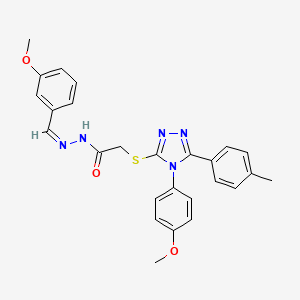 molecular formula C26H25N5O3S B12152036 N-[(E)-(3-methoxyphenyl)methylideneamino]-2-[[4-(4-methoxyphenyl)-5-(4-methylphenyl)-1,2,4-triazol-3-yl]sulfanyl]acetamide 