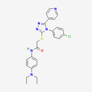 molecular formula C25H25ClN6OS B12152042 2-{[4-(4-chlorophenyl)-5-(pyridin-4-yl)-4H-1,2,4-triazol-3-yl]sulfanyl}-N-[4-(diethylamino)phenyl]acetamide 