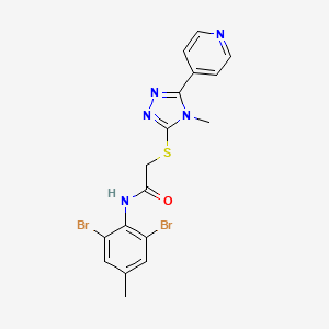 molecular formula C17H15Br2N5OS B12152054 N-(2,6-dibromo-4-methylphenyl)-2-{[4-methyl-5-(pyridin-4-yl)-4H-1,2,4-triazol-3-yl]sulfanyl}acetamide 