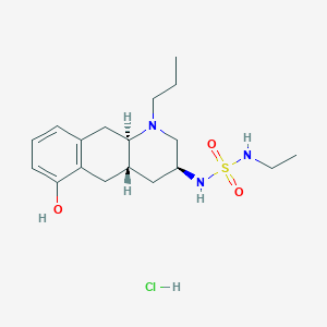 molecular formula C18H30ClN3O3S B1215206 (3S,4aS,10aR)-3-(ethylsulfamoylamino)-1-propyl-3,4,4a,5,10,10a-hexahydro-2H-benzo[g]quinolin-6-ol;hydrochloride CAS No. 97805-50-0