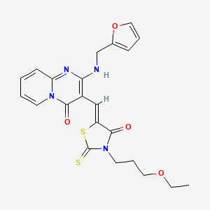 molecular formula C22H22N4O4S2 B12152109 3-{(Z)-[3-(3-ethoxypropyl)-4-oxo-2-thioxo-1,3-thiazolidin-5-ylidene]methyl}-2-[(furan-2-ylmethyl)amino]-4H-pyrido[1,2-a]pyrimidin-4-one 