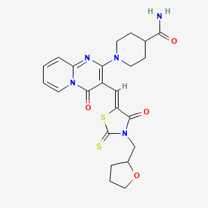 1-(4-oxo-3-{(Z)-[4-oxo-3-(tetrahydrofuran-2-ylmethyl)-2-thioxo-1,3-thiazolidin-5-ylidene]methyl}-4H-pyrido[1,2-a]pyrimidin-2-yl)piperidine-4-carboxamide