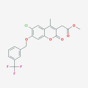 molecular formula C21H16ClF3O5 B12152159 methyl (6-chloro-4-methyl-2-oxo-7-{[3-(trifluoromethyl)benzyl]oxy}-2H-chromen-3-yl)acetate 