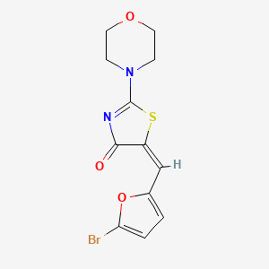 molecular formula C12H11BrN2O3S B12152202 (5E)-5-[(5-bromofuran-2-yl)methylidene]-2-(morpholin-4-yl)-1,3-thiazol-4(5H)-one 