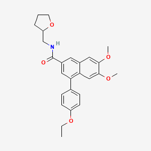 molecular formula C26H29NO5 B12152218 4-(4-ethoxyphenyl)-6,7-dimethoxy-N-(tetrahydrofuran-2-ylmethyl)naphthalene-2-carboxamide 