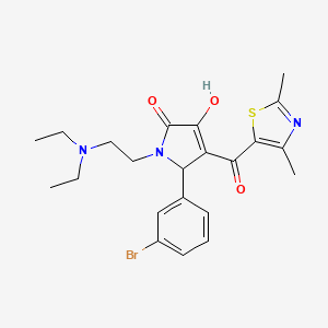 molecular formula C22H26BrN3O3S B12152273 (4E)-5-(3-bromophenyl)-1-[2-(diethylamino)ethyl]-4-[(2,4-dimethyl-1,3-thiazol-5-yl)(hydroxy)methylidene]pyrrolidine-2,3-dione 