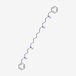 molecular formula C27H44N4 B1215232 1,7-Heptanediamine, N,N'-bis(3-((phenylmethyl)amino)propyl)- CAS No. 117654-71-4