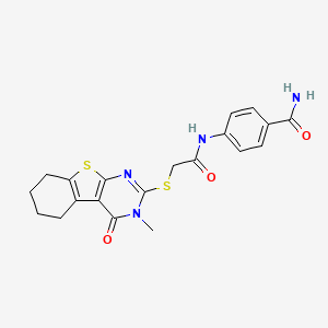 4-({[(3-Methyl-4-oxo-3,4,5,6,7,8-hexahydro[1]benzothieno[2,3-d]pyrimidin-2-yl)sulfanyl]acetyl}amino)benzamide