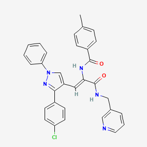 N-{(1Z)-1-[3-(4-chlorophenyl)-1-phenyl-1H-pyrazol-4-yl]-3-oxo-3-[(pyridin-3-ylmethyl)amino]prop-1-en-2-yl}-4-methylbenzamide