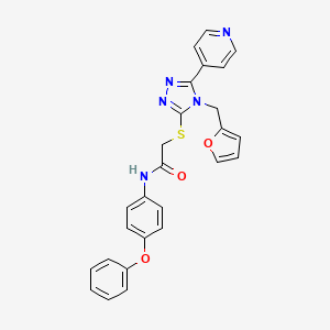 molecular formula C26H21N5O3S B12152379 2-{[4-(furan-2-ylmethyl)-5-(pyridin-4-yl)-4H-1,2,4-triazol-3-yl]sulfanyl}-N-(4-phenoxyphenyl)acetamide 