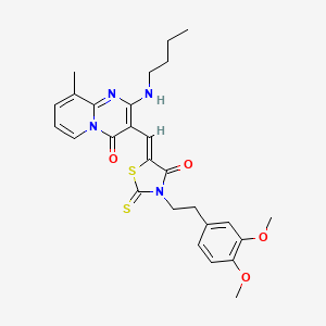 2-(butylamino)-3-[(Z)-{3-[2-(3,4-dimethoxyphenyl)ethyl]-4-oxo-2-thioxo-1,3-thiazolidin-5-ylidene}methyl]-9-methyl-4H-pyrido[1,2-a]pyrimidin-4-one