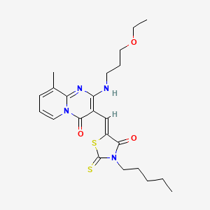 2-[(3-ethoxypropyl)amino]-9-methyl-3-[(Z)-(4-oxo-3-pentyl-2-thioxo-1,3-thiazolidin-5-ylidene)methyl]-4H-pyrido[1,2-a]pyrimidin-4-one