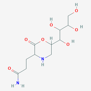 molecular formula C11H20N2O7 B1215240 3-[2-Oxo-6-(1,2,3,4-tetrahydroxybutyl)morpholin-3-yl]propanamide 