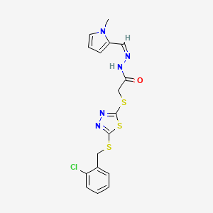 molecular formula C17H16ClN5OS3 B12152456 2-({5-[(2-chlorobenzyl)sulfanyl]-1,3,4-thiadiazol-2-yl}sulfanyl)-N'-[(Z)-(1-methyl-1H-pyrrol-2-yl)methylidene]acetohydrazide 