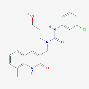 molecular formula C21H22ClN3O3 B1215252 3-(3-chlorophenyl)-1-(3-hydroxypropyl)-1-[(8-methyl-2-oxo-1H-quinolin-3-yl)methyl]urea 