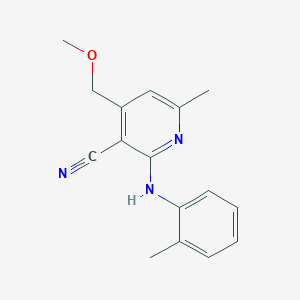 molecular formula C16H17N3O B1215257 4-(Methoxymethyl)-6-methyl-2-(2-methylanilino)-3-pyridinecarbonitrile 