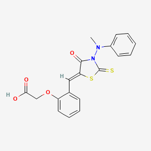 molecular formula C19H16N2O4S2 B12152586 {2-[(Z)-{3-[methyl(phenyl)amino]-4-oxo-2-thioxo-1,3-thiazolidin-5-ylidene}methyl]phenoxy}acetic acid 