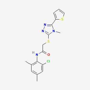 molecular formula C17H17ClN4OS2 B12152638 N-(2-chloro-4,6-dimethylphenyl)-2-{[4-methyl-5-(thiophen-2-yl)-4H-1,2,4-triazol-3-yl]sulfanyl}acetamide 