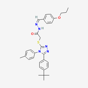 molecular formula C31H35N5O2S B12152754 2-{[5-(4-tert-butylphenyl)-4-(4-methylphenyl)-4H-1,2,4-triazol-3-yl]sulfanyl}-N'-[(Z)-(4-propoxyphenyl)methylidene]acetohydrazide 