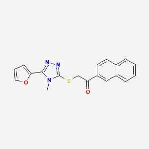 molecular formula C19H15N3O2S B12152785 2-{[5-(furan-2-yl)-4-methyl-4H-1,2,4-triazol-3-yl]sulfanyl}-1-(naphthalen-2-yl)ethanone 