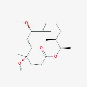 molecular formula C18H28O4 B1215279 (5R,8S,13S,14R)-5-Hydroxy-8-methoxy-5,9,13,14-tetramethyl-1-oxacyclotetradeca-3,6,9-trien-2-one CAS No. 77409-68-8