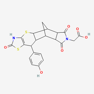 2-[9-(4-hydroxyphenyl)-6,13,15-trioxo-3,7-dithia-5,14-diazapentacyclo[9.5.1.02,10.04,8.012,16]heptadec-4(8)-en-14-yl]acetic acid