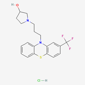 molecular formula C20H22ClF3N2OS B1215284 3-Pyrrolidinol, 1-(3-(2-(trifluoromethyl)-10H-phenothiazin-10-yl)propyl)-, monohydrochloride CAS No. 62848-18-4