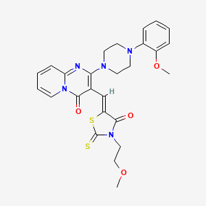 molecular formula C26H27N5O4S2 B12152947 3-{(Z)-[3-(2-methoxyethyl)-4-oxo-2-thioxo-1,3-thiazolidin-5-ylidene]methyl}-2-[4-(2-methoxyphenyl)piperazin-1-yl]-4H-pyrido[1,2-a]pyrimidin-4-one 