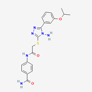 molecular formula C20H22N6O3S B12152967 4-{[({4-amino-5-[3-(propan-2-yloxy)phenyl]-4H-1,2,4-triazol-3-yl}sulfanyl)acetyl]amino}benzamide 